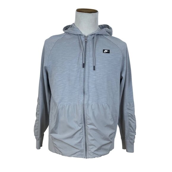 Nike Mens Gray Long Sleeve Hooded Full-Zip Jacket Size L - Picture 1 of 7